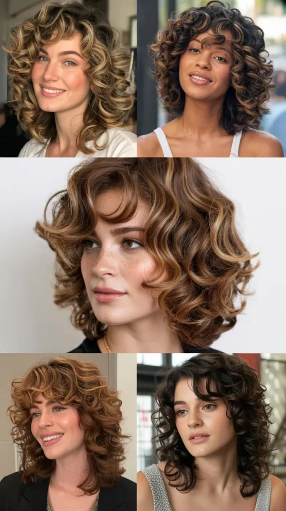 Medium-Length Feathered Curly Layers
