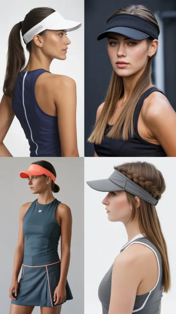 Straight Hair With Tucked Visor Style
