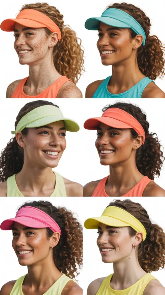 Curly Ponytail With Colorful Visor