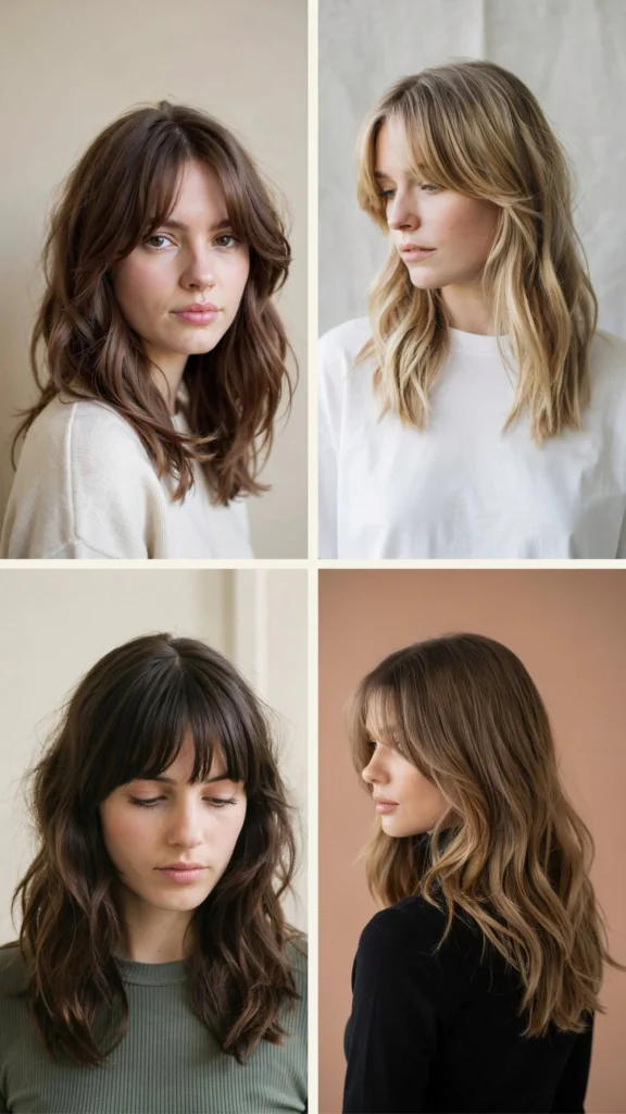 Wavy Layers With Curtain Bangs for Natural Texture