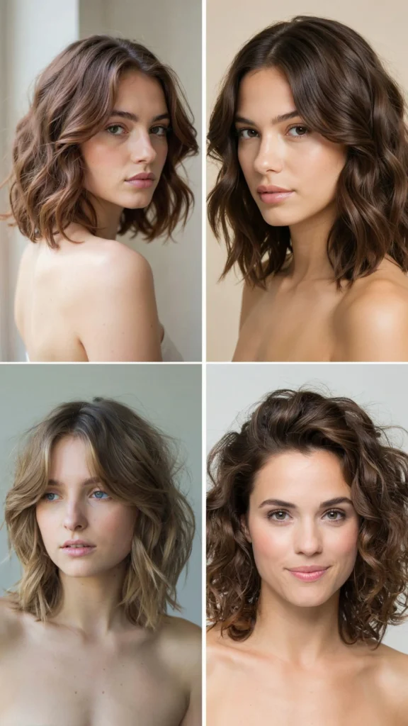 20. Medium Curly Layers for Round Faces