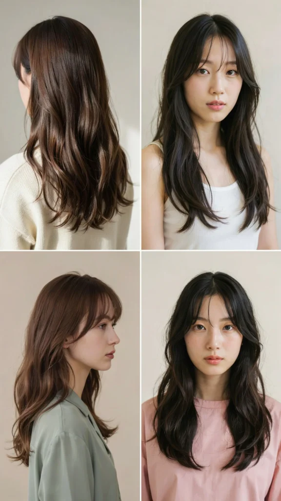 Long Wavy Layers With Korean-Style Bangs
