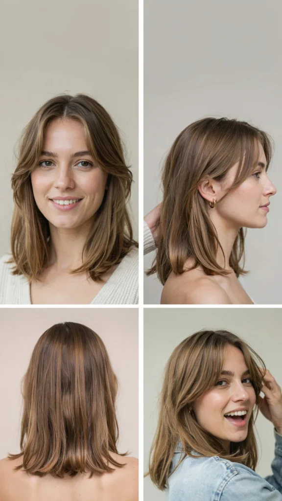 Side Part Voluminous Medium Layers with Blowout