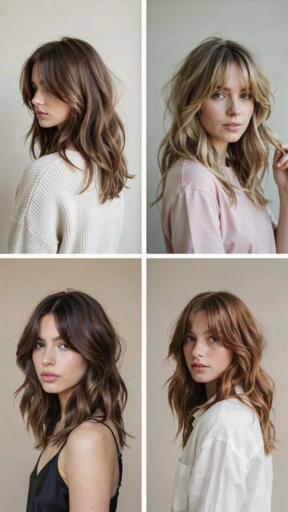 Choppy Wavy Layers With Curtain Bangs