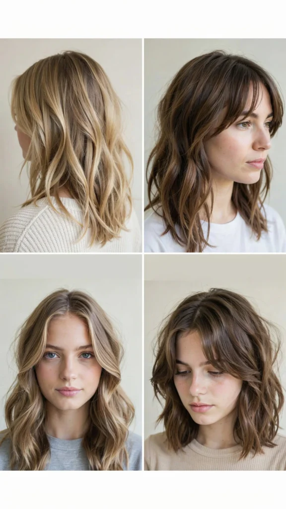 Medium Wavy Layers for Fine Hair