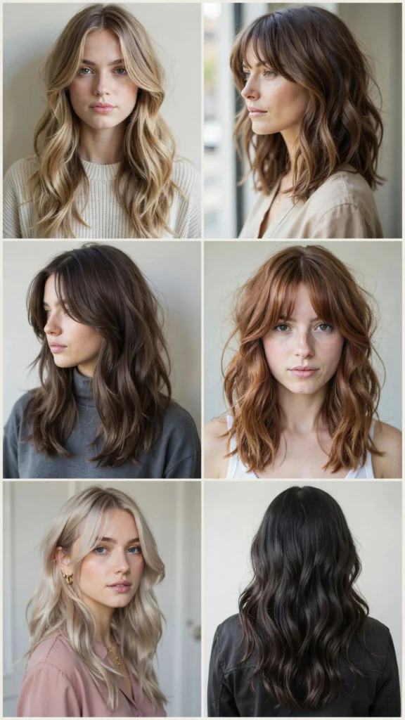Long Shaggy Waves With Curtain Bangs