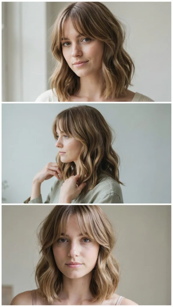 Soft Wavy Layers With Curtain Bangs