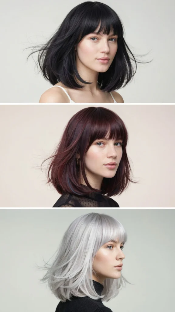 Razor Cut Lob with Side Bangs