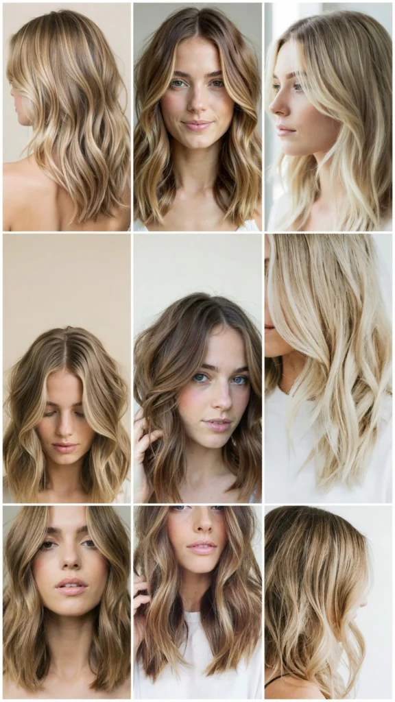 Medium Wavy Layers With Blonde Highlights