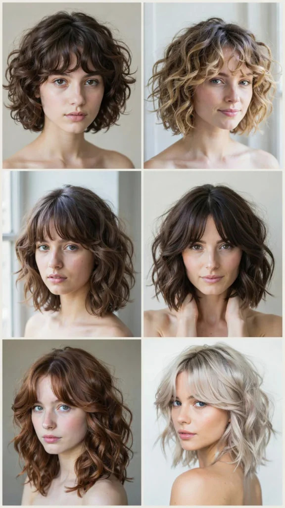 Curly Shag Haircut With Curly Bang