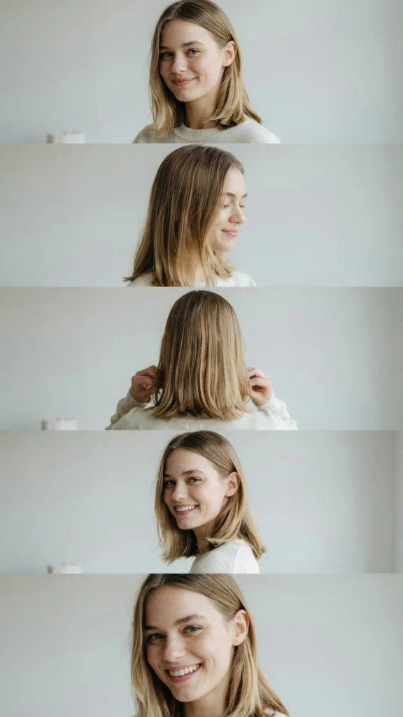 Side Part Natural Straight Layered Flow