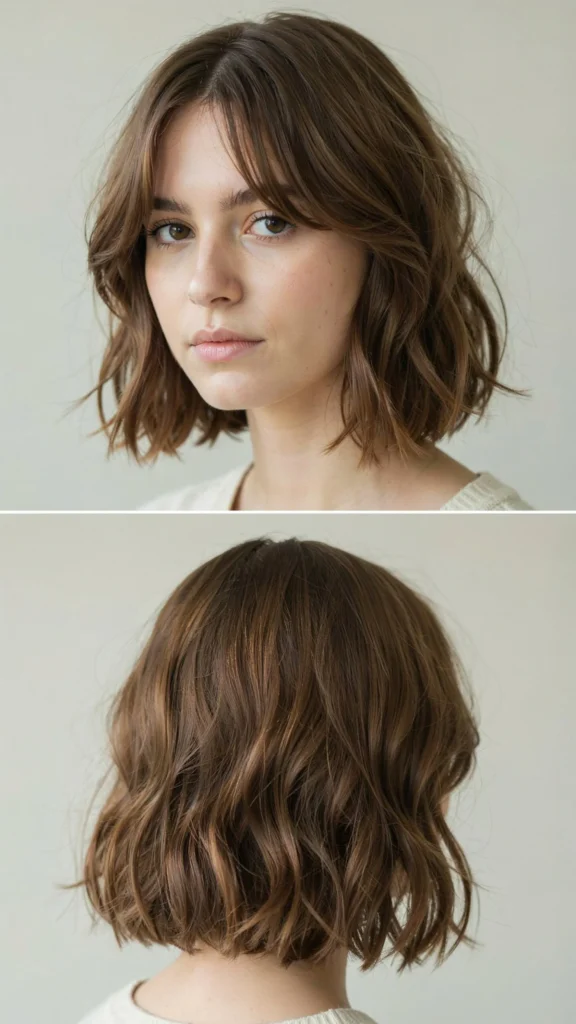 14. Short Layered Bob With Flipped Curtain Bangs