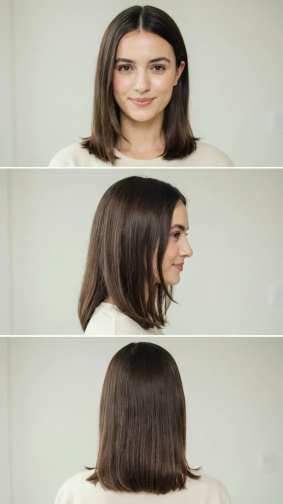Sleek Straight Hair with V-Cut Ends