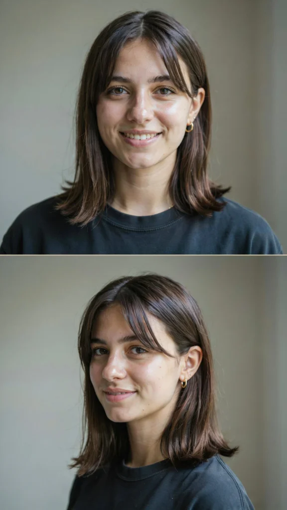 Straight Hair with Uneven Bangs