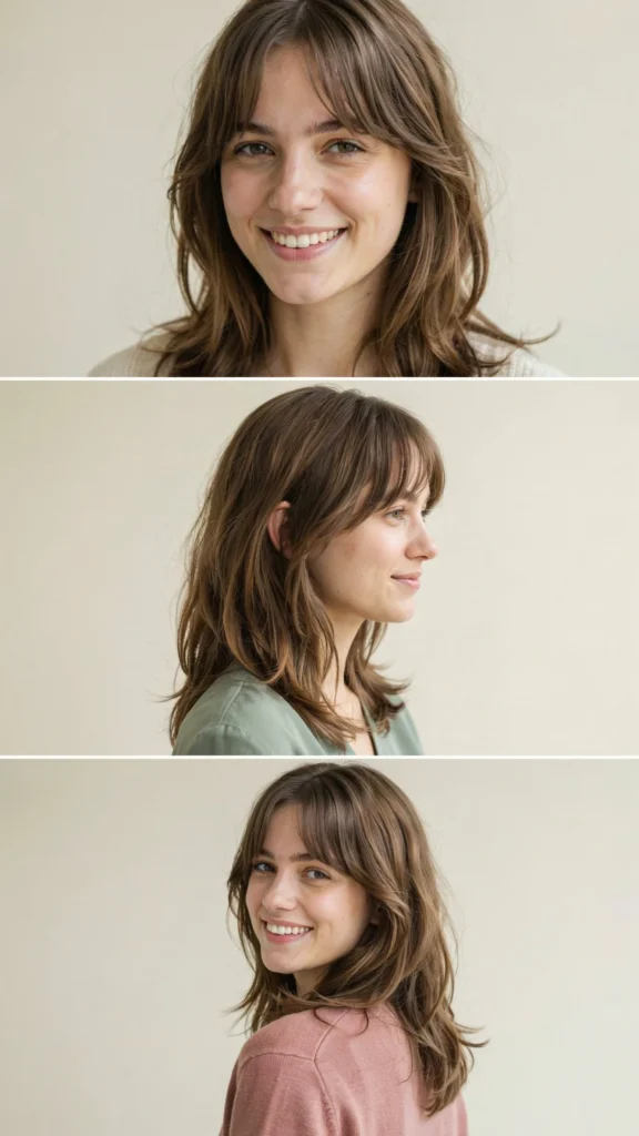 Side Part Layered Hair with Soft Bangs