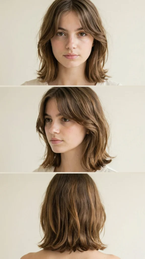 8. Medium Brunette Layers With Side Bangs