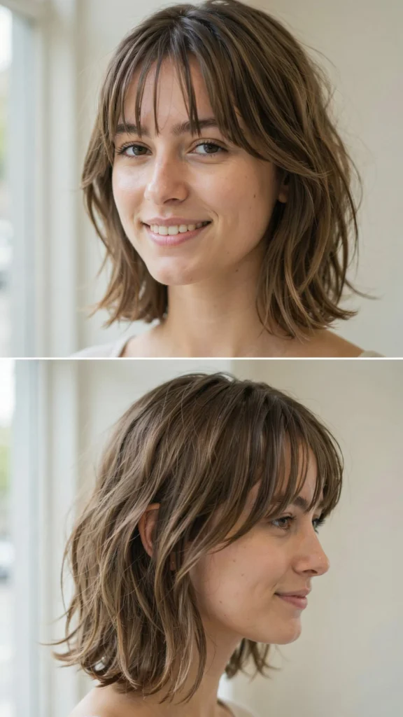 Choppy Shoulder Cut with Bottleneck Bangs