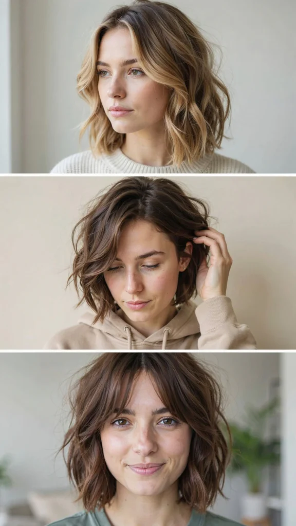 Short Wavy Layers for Low-Maintenance Styling