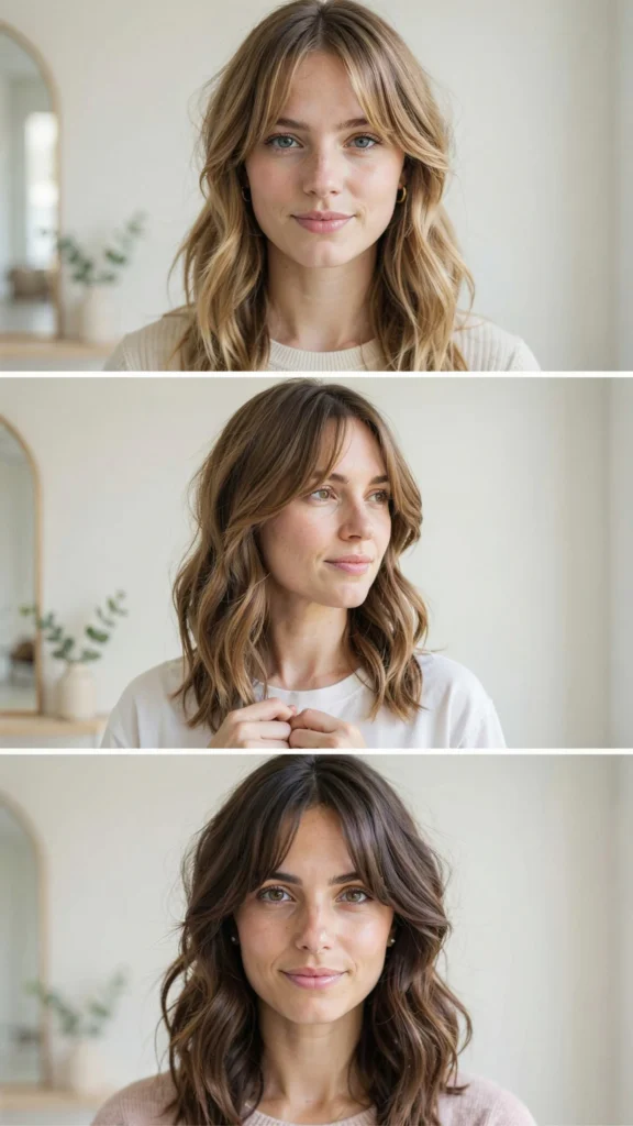 Medium Wavy Layers With Wispy Bangs