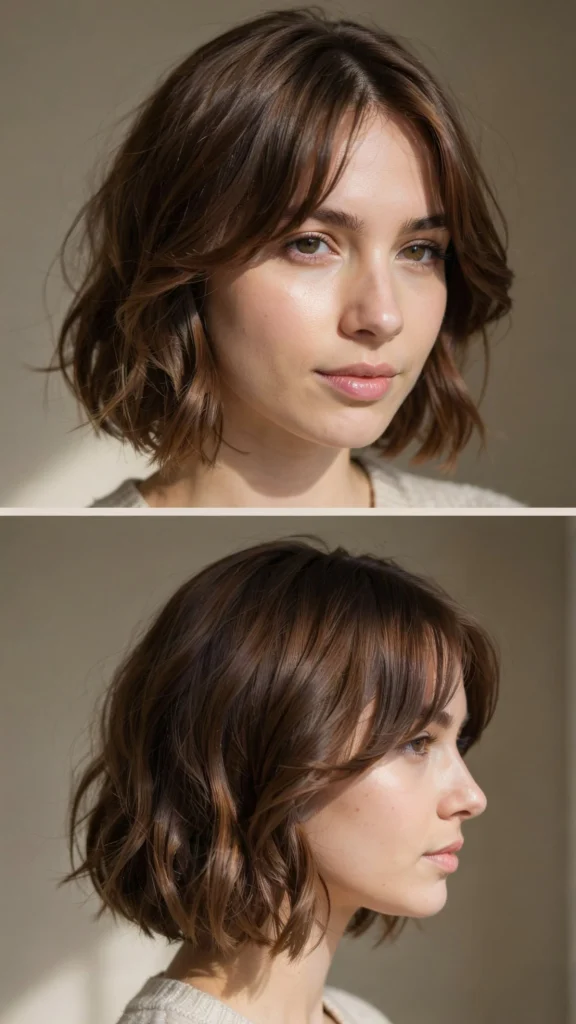 Short Wavy Layers With Deep Side Bang