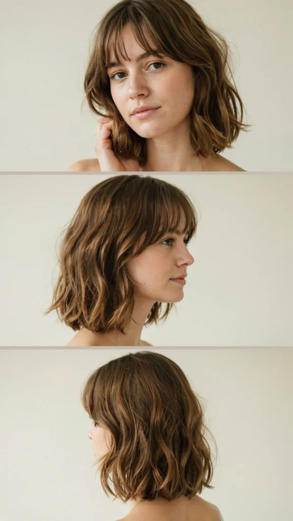 25. Low-Maintenance Short Wavy Cut With Curtain Bangs