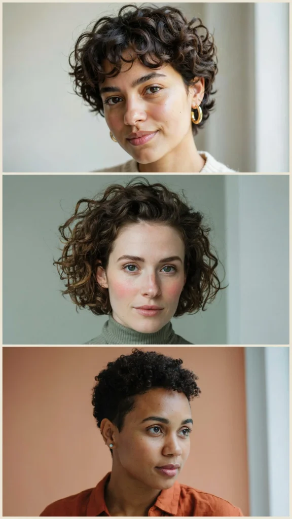 hort Curly Pixie With Volume on Top