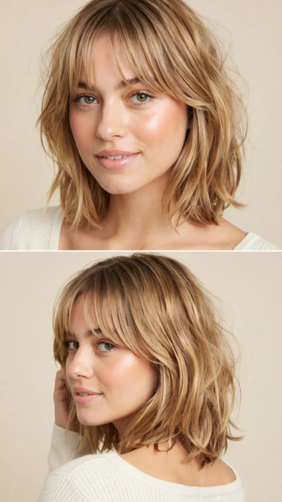  Medium Shag with Feathered Bangs