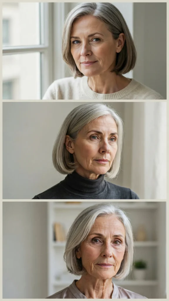 2. Short Silver Side-Part Bob
