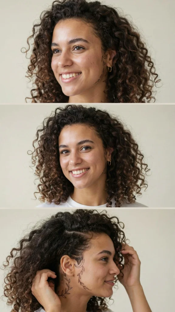 Curly Hair With Shaved Designs