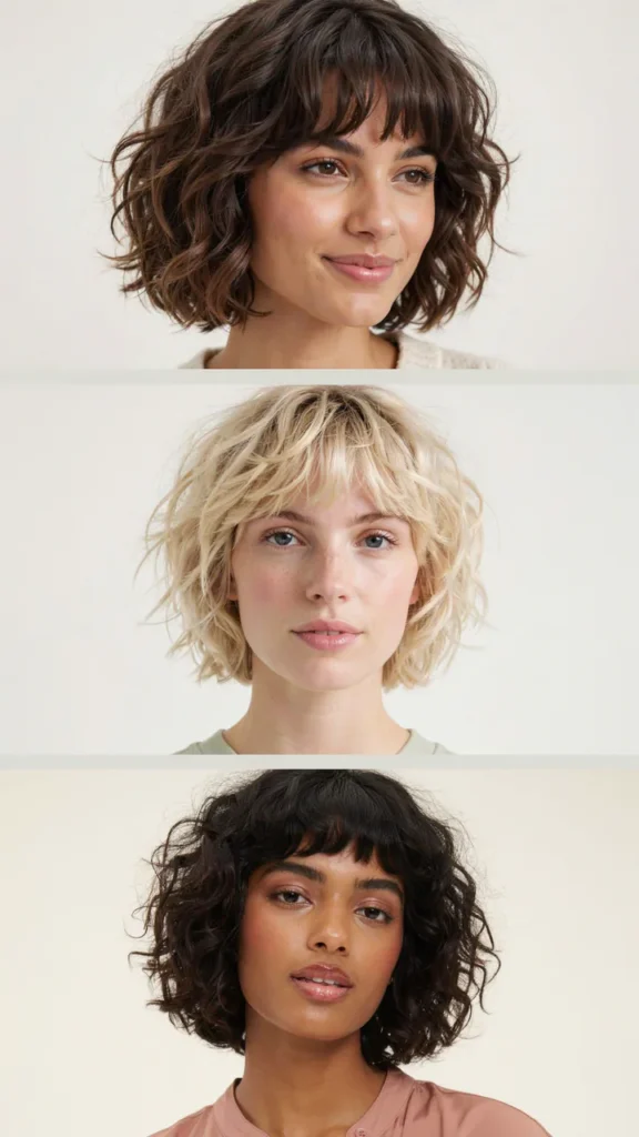  Short Curly Shag With Bangs