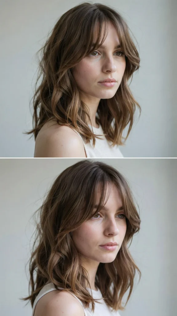 Medium Wavy Layers With Long Bangs