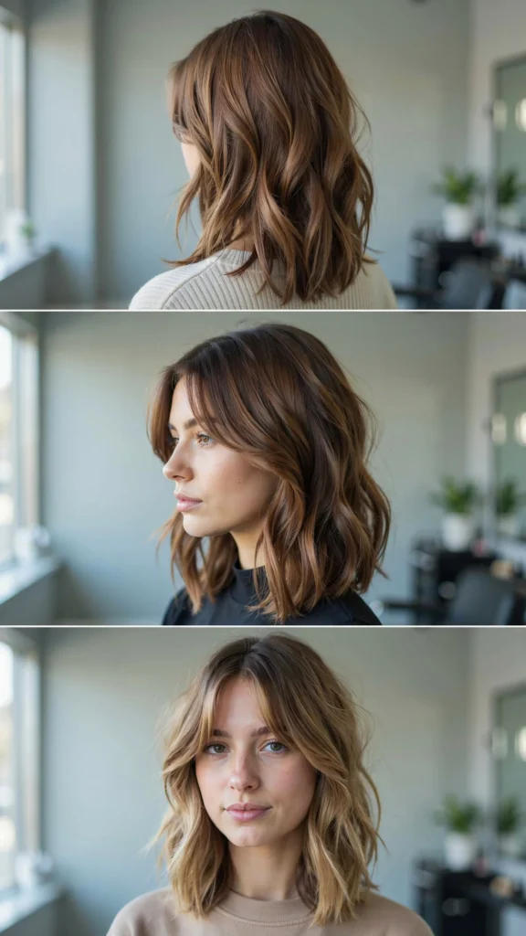 13. Medium Layers With Side Bangs