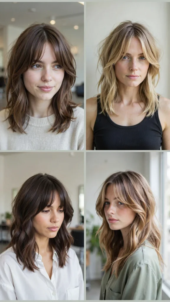 Medium Shag Haircut With Blunt Bangs