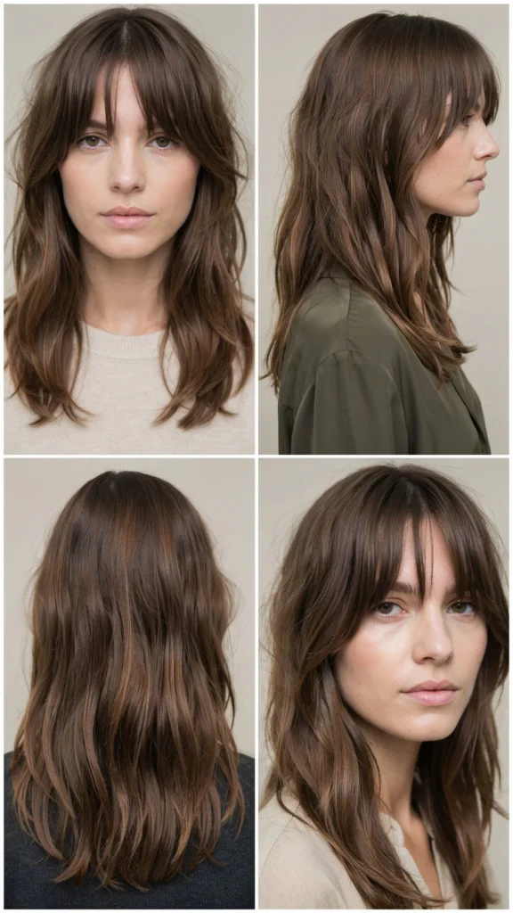 Long Choppy Layers With Face-Framing Bangs