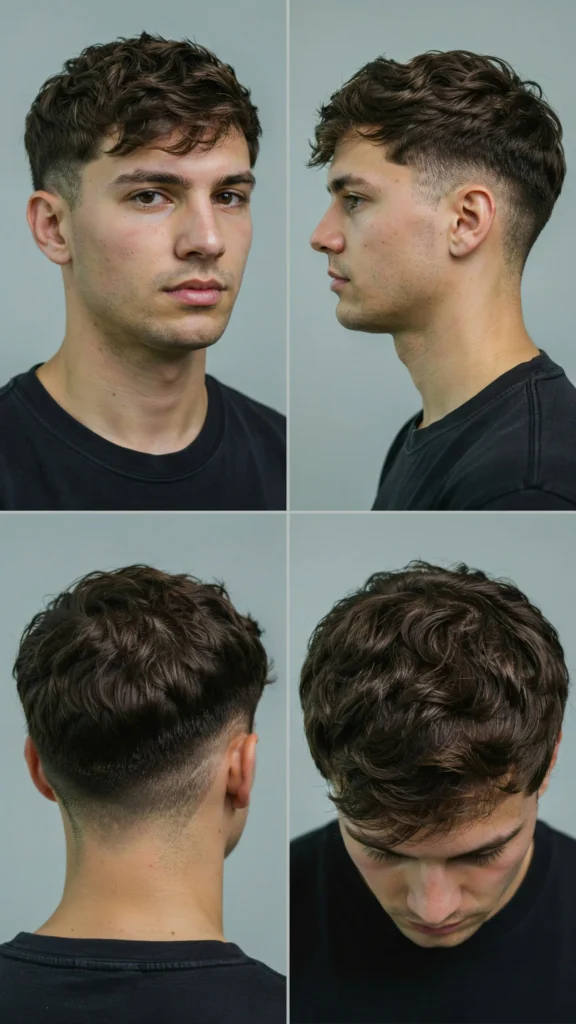 Wavy Layered Haircut With Low Fade