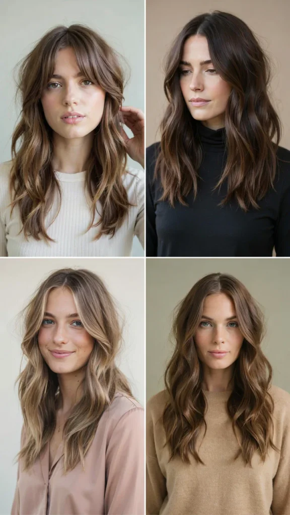Long Layered Shag for Round Faces