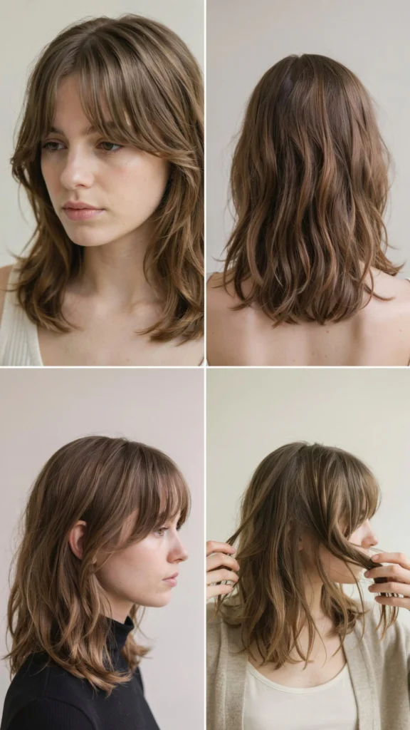 Collarbone Wavy Layers With Feathered Bangs