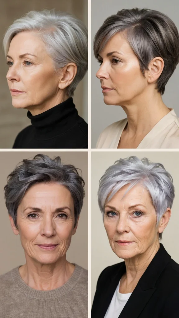 25. Short Gray Pixie With Crown Lift