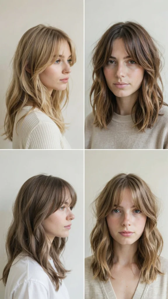 Fine Wavy Hair With Soft Layered Bangs