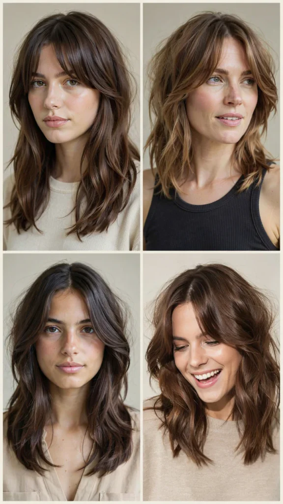 Long Brunette Shag Haircut