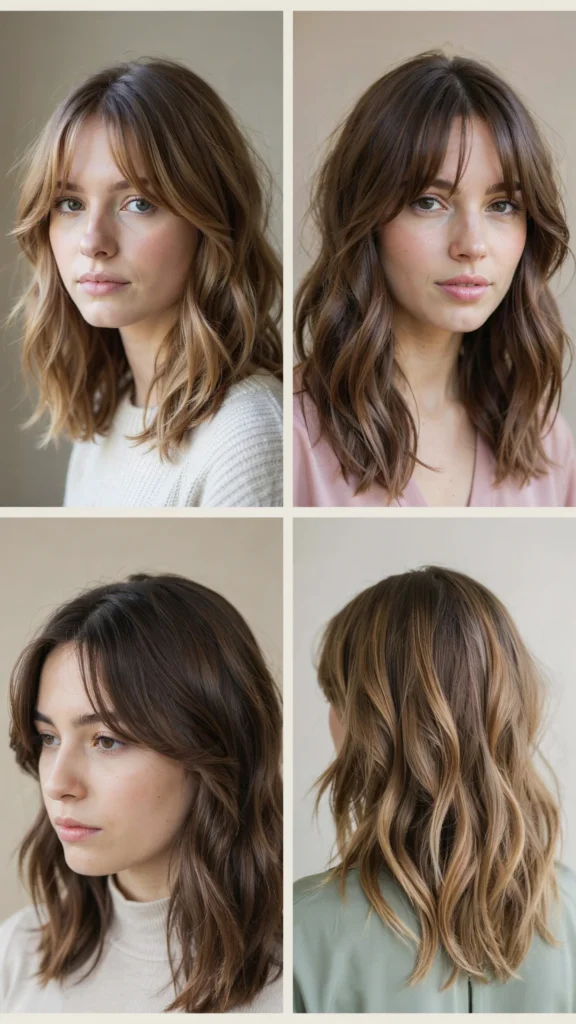 Medium Wavy Hair With Wispy Bangs