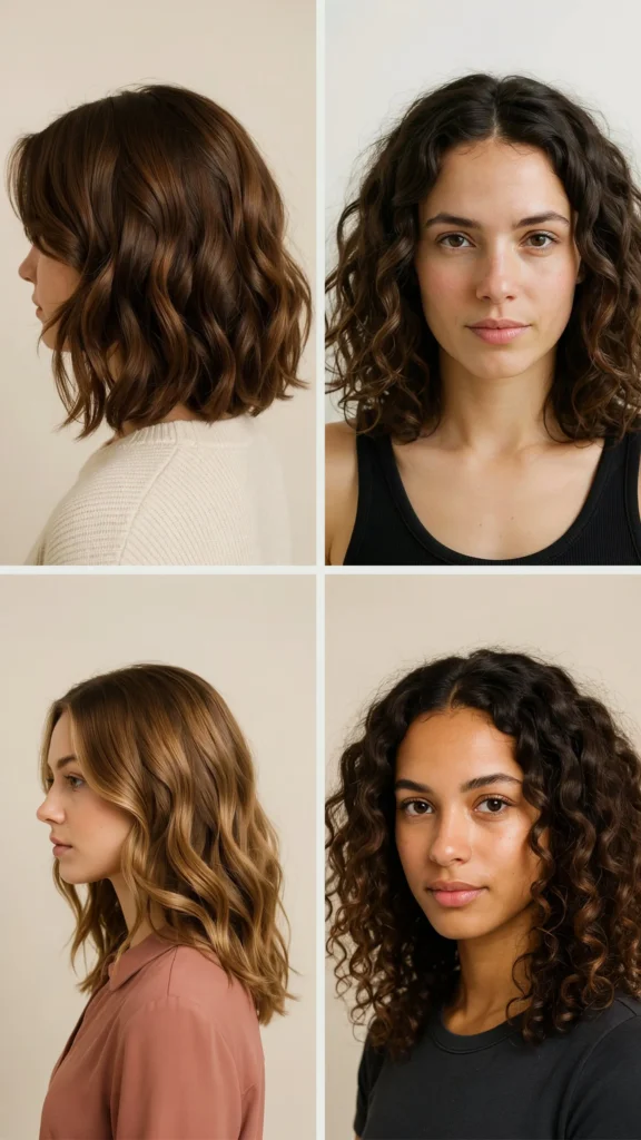 23. Curly Medium Layers With Center Part