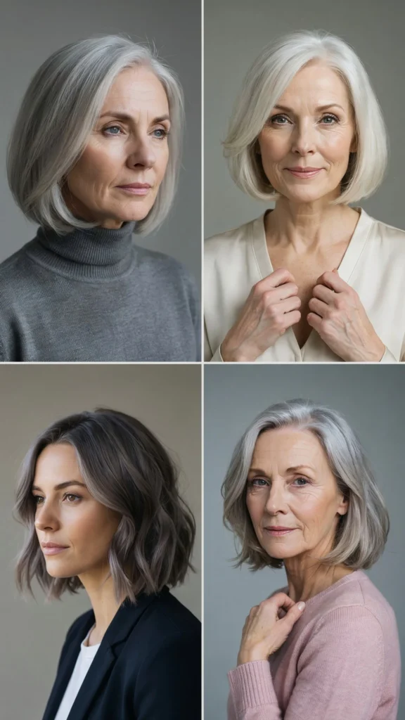 27. Short Gray Bob With Soft Layers Around The Face