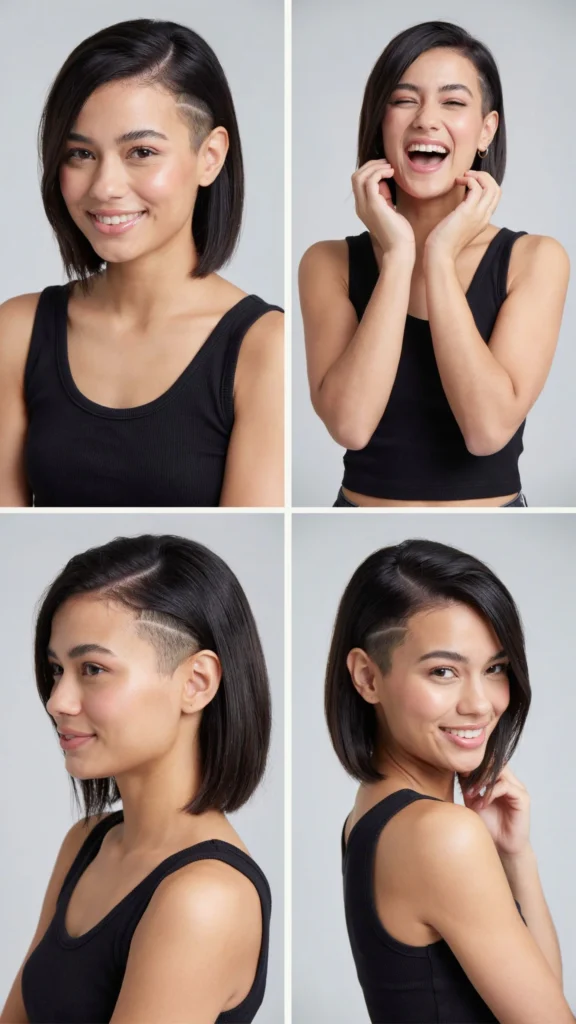 Short Straight Alt Cut with Shaved Side