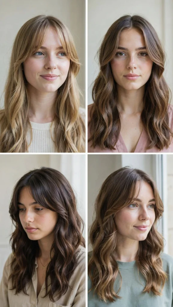 Long Hair With Soft Waves and Curtain Fringe