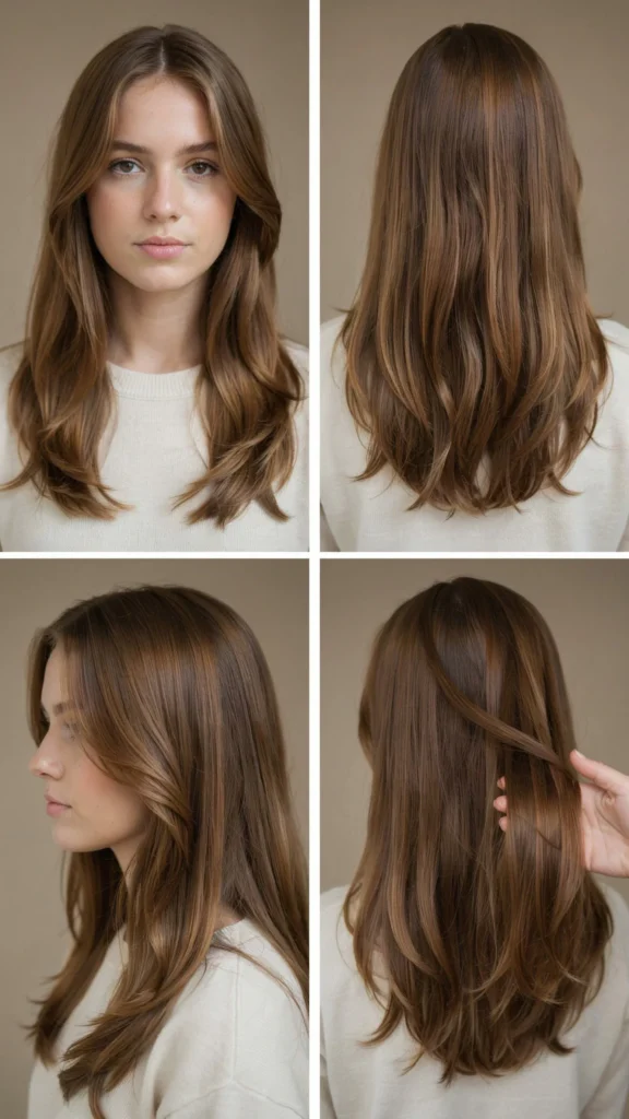 Brunette Long Layers with Invisible Blending