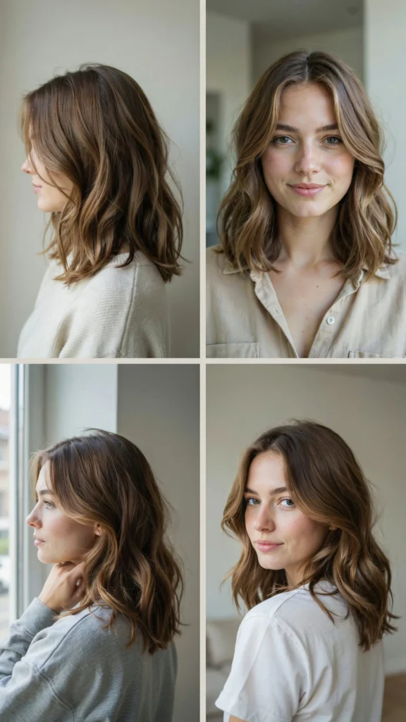 24. Brunette Medium Layers With Natural Waves