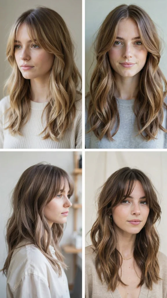 Wavy Layers With Feathered Curtain Bangs