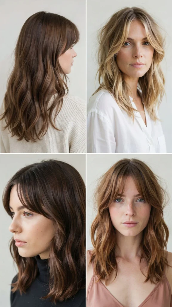 Wavy Layers With Curtain Bangs For Thick Ends