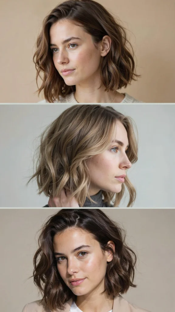 Short Wavy Bob With Side Part